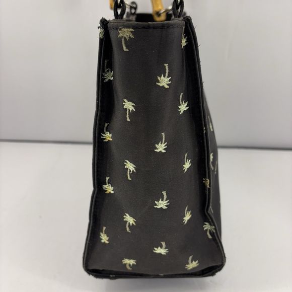 Sunny Hawaii Bamboo Handles Black Palm Trees Snap Closure Purse Handbag - Picture 4 of 16
